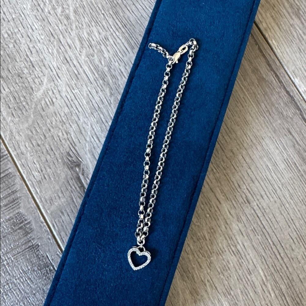 Dainty Silver Crystal Heart Anklet Ankle Bracelet Gift Box
